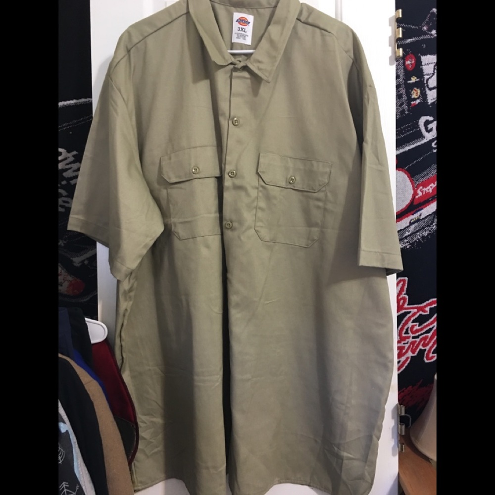 Dickies Men’s 3XL work button shirt EUC Tan